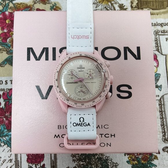 👑POSH NWT Swatch X Omega Bioceramic Moonswatch Mission To Venus Watch - Picture 1 of 5